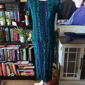 Always Caroline Size 10 Teal Vintage 90s dress Midi